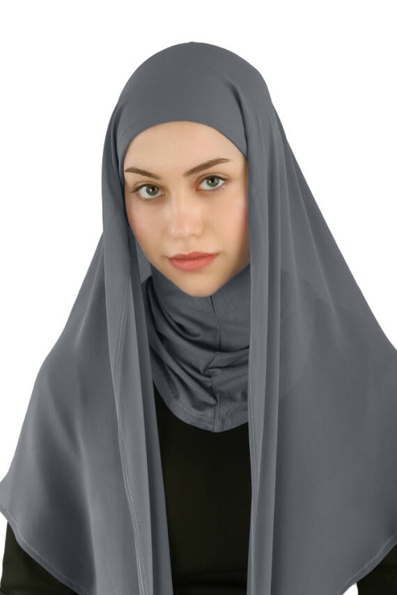 Hijablı Şifon Oval Hazır Eşarp - 65