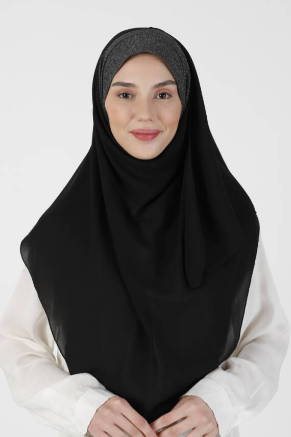 Simli Kumaş Krep Rahat Türban - 2