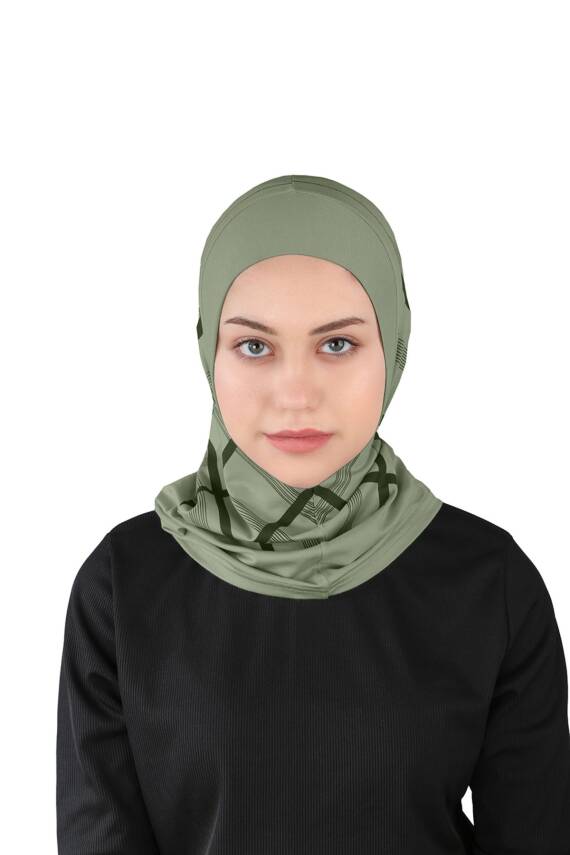 Visca Serisi Ekose Desenli Düz Hijab - 1